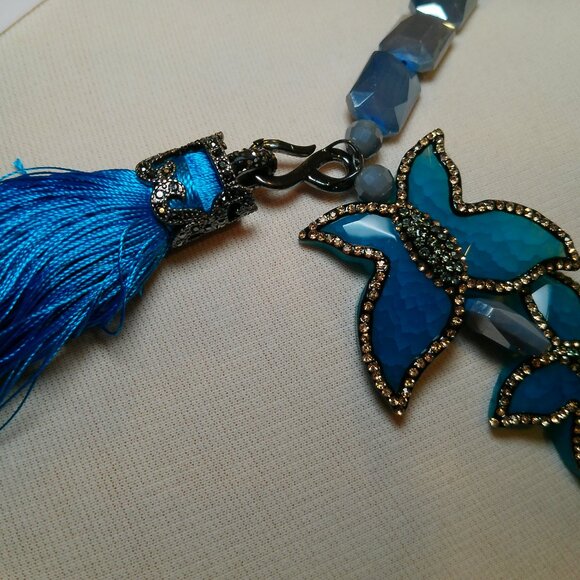 Two Toned Blue statement necklace (420) - Picture 5 of 16